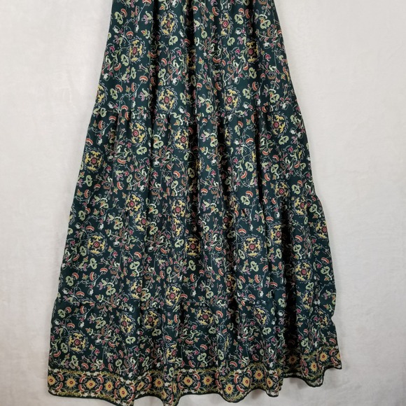 Max Studio Green Floral Smocked Tiered Maxi Dress Puff Sleeve 1904D63 XS - Picture 2 of 9